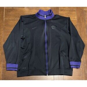Vintage Nike Kansas State Wildcats Men’s Sz XL Black Full Zip Jacket Dri Fit